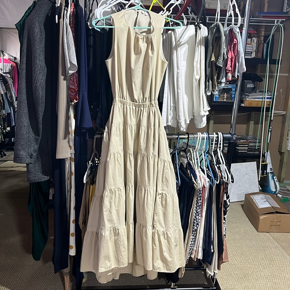 Long Merci dress with open back. Size S.